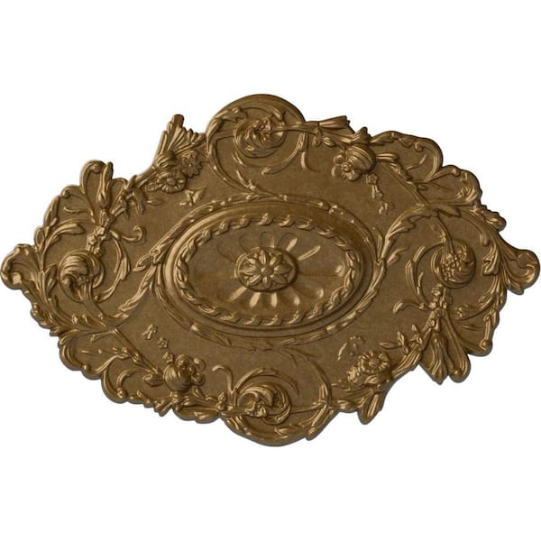 30-1/2 in. W x 20 in. H x 1-1/2 in. Strasbourg Urethane Ceiling Medallion, Pale Gold