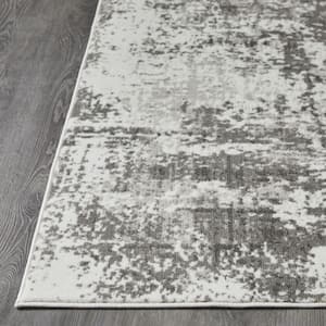 Rhane Alenzi Gray 7 ft. 10 in. x 9 ft. 10 in. Abstract Polypropylene Area Rug