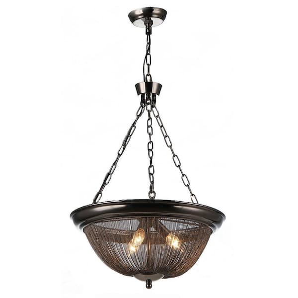 Warehouse of Tiffany Starge 8 in. 3-Light Indoor Bronze Statement Chandelier with Light Kit