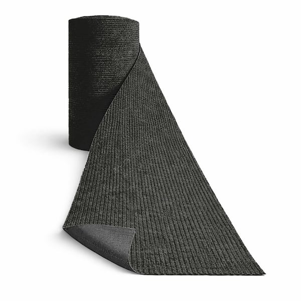 Non-Slip Hallway Runner Rug by The Foot Utility Mat For Home/Office Black Ribbed, 2.6 ft. x 50 ft.