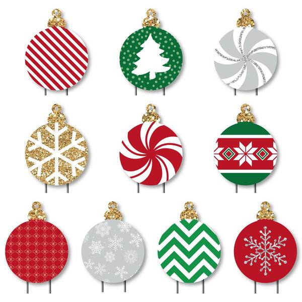 Big Dot of Happiness 8.5 in. x 11 in. Ornaments Lawn Decorations - Outdoor Holiday and Christmas Yard Decorations (10-Piece)
