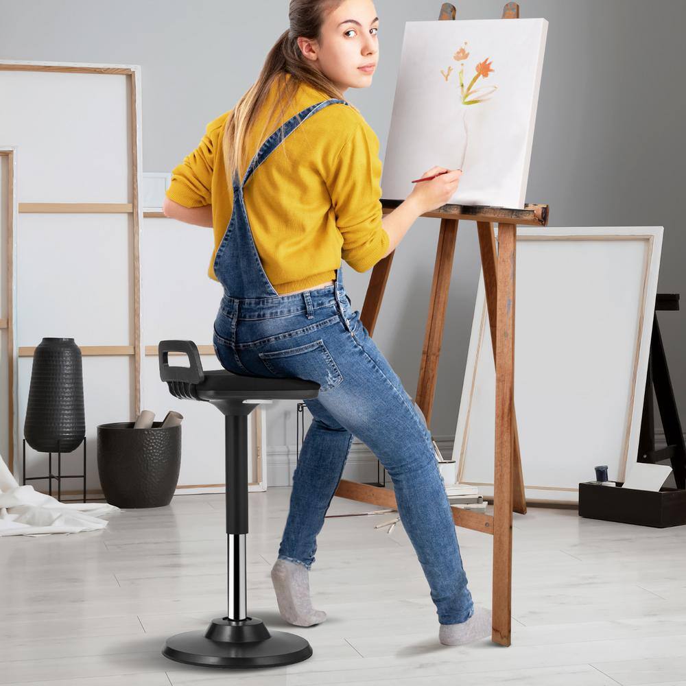 Black Adjustable Height Wobble Chair with Handle