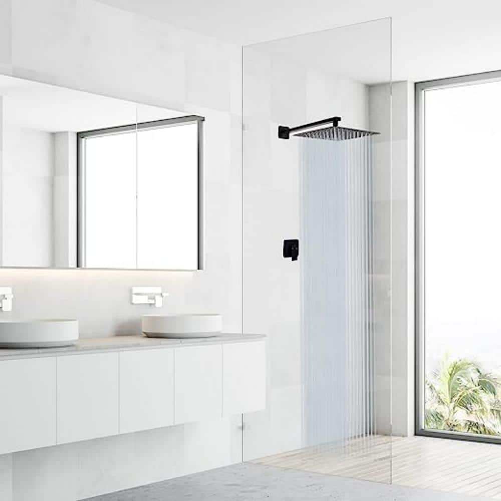 Large Black Stainless Steel Square Rain Shower Head