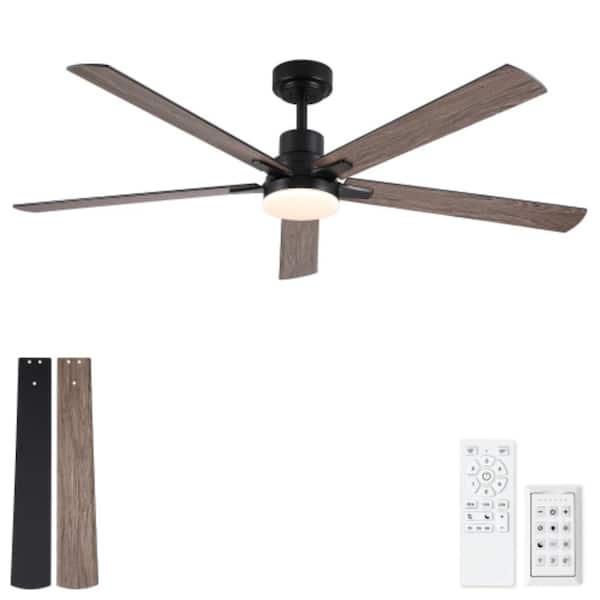 60" 5-Blade Ceiling Fan Reversible DC Motor 6 Speeds Remote Dimmable 3000-6500K