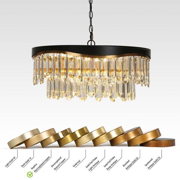 LNC Zephyrine 9-Light Matte Black and Plating Brass Crystal LNC Zephyrine 9-Light Matte Black and Plating Brass Crystal