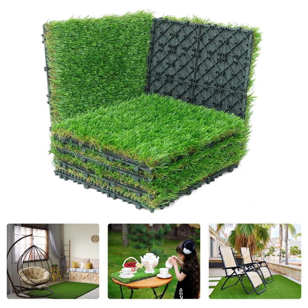 12" x 12" Green Artificial Grass Turf Tiles