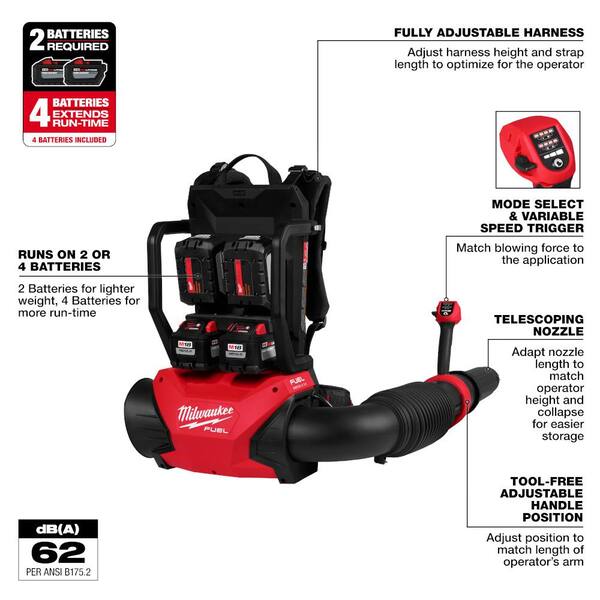 Milwaukee M18 FUEL 155 MPH 650 CFM 18V Brushless Cordless Backpack 