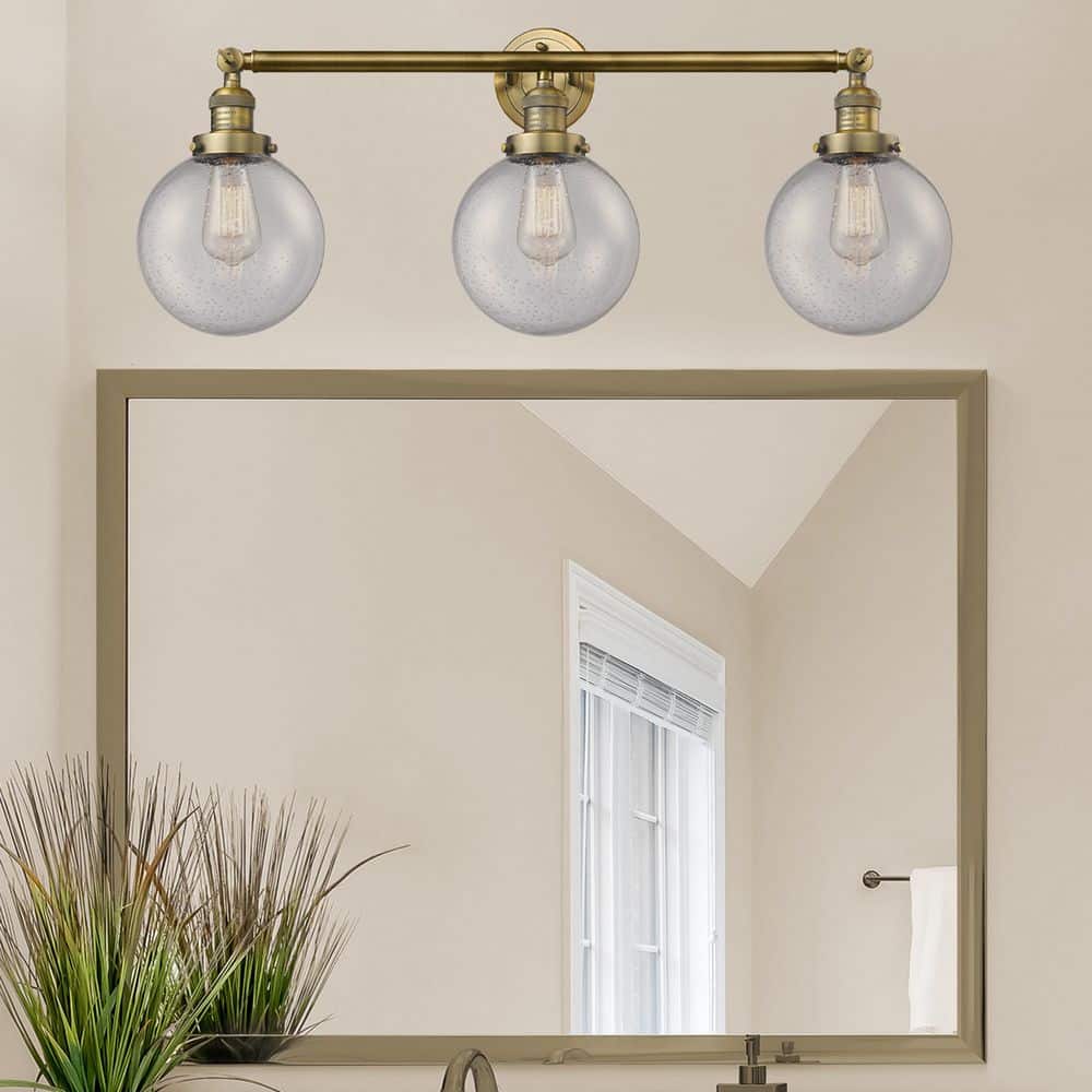 Beacon 32 in. 3-Light Brushed Brass Vanity Light with Glass Shade price history on PriceWatchPro