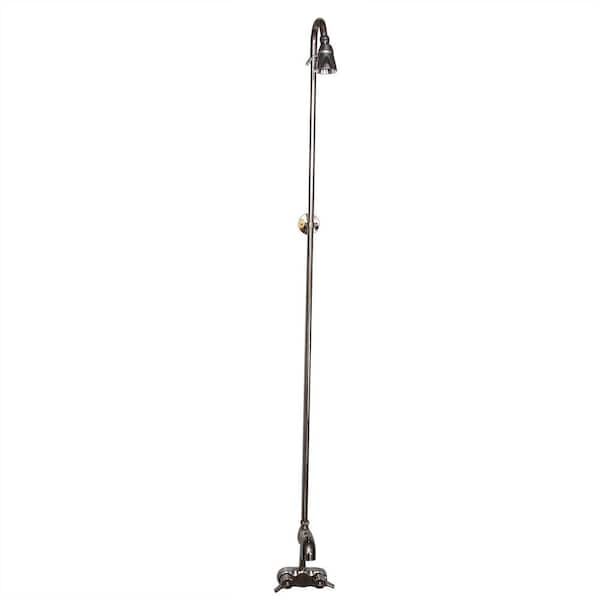 Barclay Products 2-Handle Claw Foot Tub Faucet without Hand Shower with Code Spout, Riser and Showerhead in Polished Brass