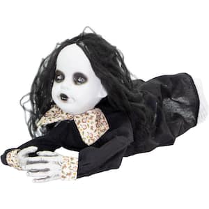 29 in. Creepy Dawn The Animated Crawling Zombie Girl, Indoor or Covered Outdoor Halloween Decoration, Battery Operated