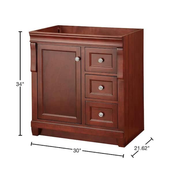 Naples 30 in. W Bath Vanity Cabinet Only in Tobacco with Right Hand Drawers