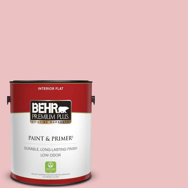 BEHR PREMIUM PLUS 1 gal. #130C-2 Cafe Pink Flat Low Odor Interior Paint & Primer