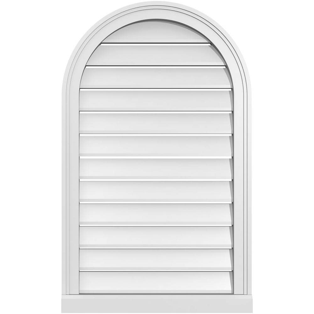 22"W x 36"H White PVC Round Top Gable Vent with Brickmould Sill