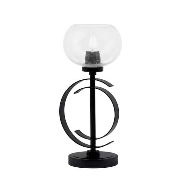 Unbranded Delgado 16.5 in. Matte Black Piano Desk Lamp with Clear Bubble Glass Shade