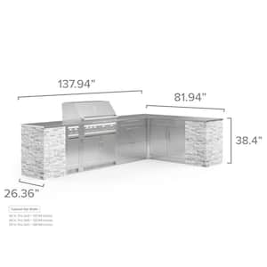 Signature Series 137.94 in. x 26.36 in. x 38.4 in. Natural Gas Outdoor Kitchen SS 11-Piece L Shape Cabinet Set