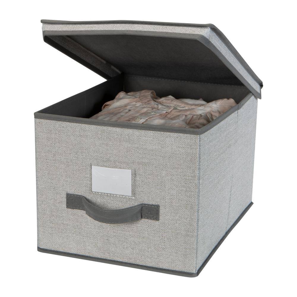 Large Gray Foldable Polypropylene Storage Bin with Lid
