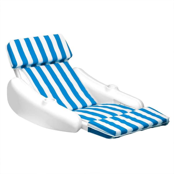 Swimline SunChaser Blue/White Foam Padded Floating Luxury Pool Lounge Sling Chair