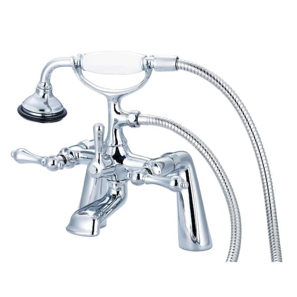 Water Creation 3-Handle Vintage Claw Foot Tub Faucet with Handshower and Lever Handles in Triple Plated Chrome