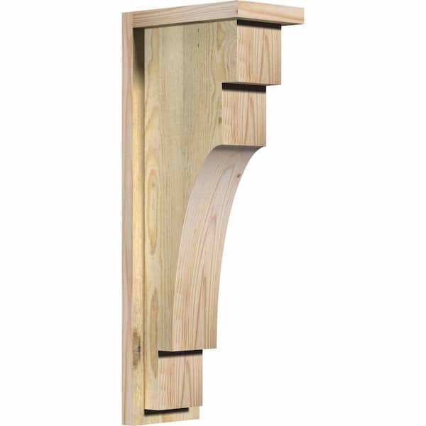 Ekena Millwork 6 in. x 10 in. x 26 in. Douglas Fir Mediterranean Rough Sawn Corbel with Backplate
