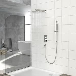 Aca 2-Spray Patterns with 1.8 GPM 10 in. Wall Mount Dual Shower Heads in Brushed Nickel