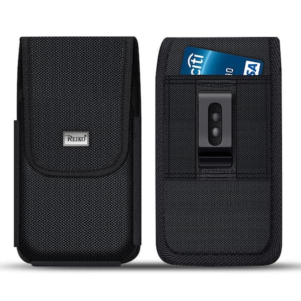 REIKO Durable Vertical Pouch with Magnetic Closure and Belt Clip in Black