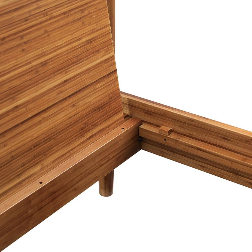Benji Amber Queen Platform Bed with Upholstered Headboard in Bamboo