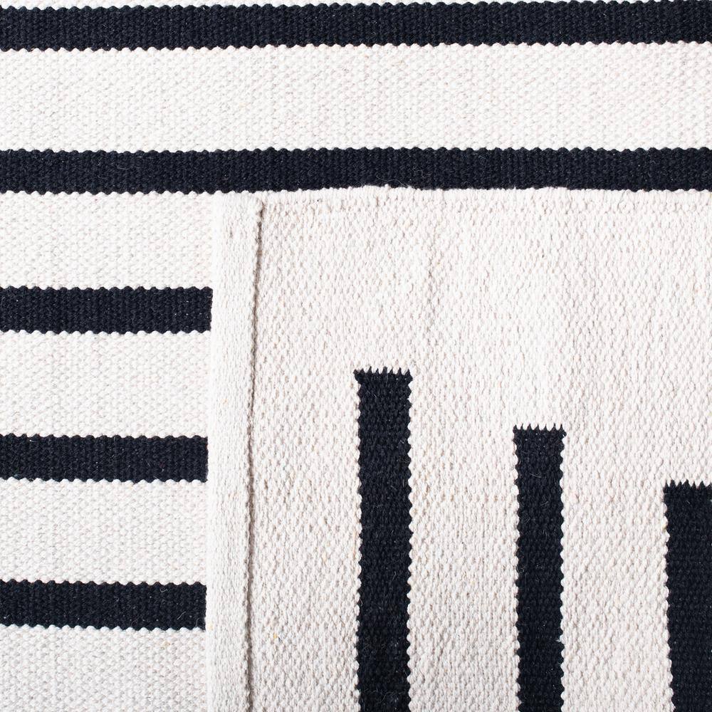 Handwoven Black Stripe Cotton 8' Square Flat Weave Rug
