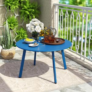 Peacock Blue Round Steel Outdoor Coffee Table