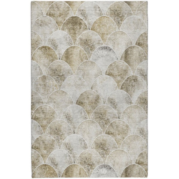 Dream Shag Premium Machine Washable Abstract ADS594 Beige 8 ft. x 10 ft. Area Rug