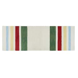 Multicolored 2 ft. x 6 ft. Camp Stripe Hooked Area Rug