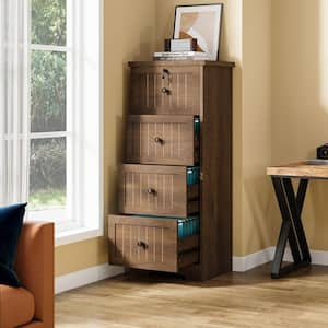 Atencio 4-Drawer Brown File Cabinet Wood 20.87 in. W Vertical Vintage File Cabinet for A4/Letter/Legal Size