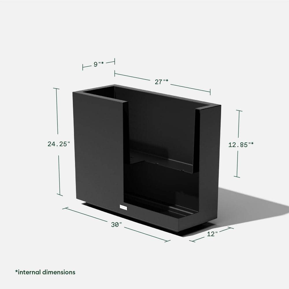 Black Rectangular Recycled Plastic Outdoor Planter