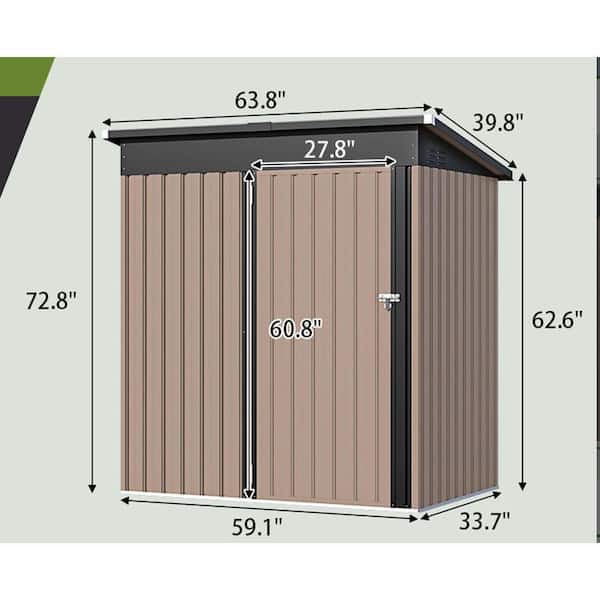 Zeus & Ruta 3 ft. W x 5 ft. D Brown Metal Outdoor Storage Shed