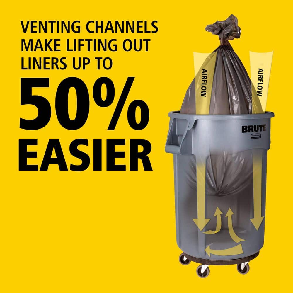 Gray 32-Gallon Heavy-Duty Plastic Trash Can with Lid