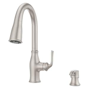 Rosslyn Single Handle Pull Down Sprayer Kitchen Faucet with Deckplate Included in Spot Defense Stainless Steel