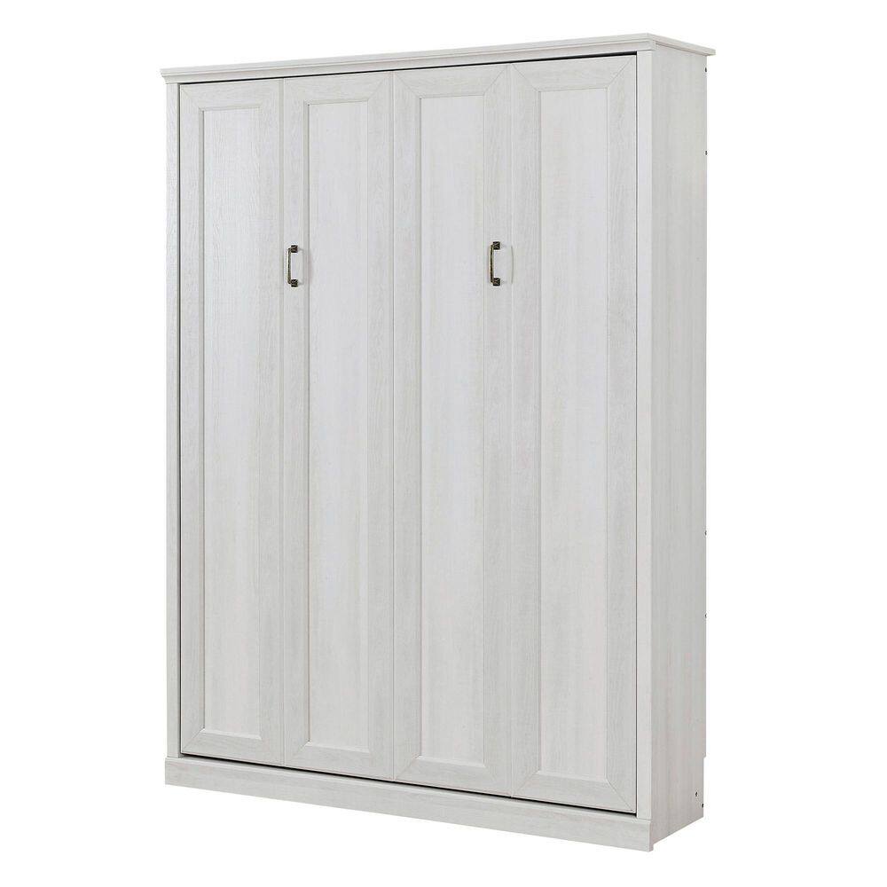 Rustic White Wood Frame Queen Size Murphy Bed, Perfect for Guest Room, Bedroom, Guest Room, Home Office - thumbnail 2