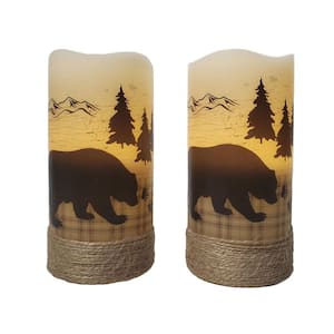 Battery Operated LED Wax Candles, Wildlife - Set of 2