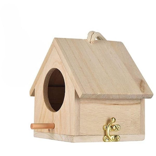 1 Pack 4.3 x 4.3 x 5.7 in. Wooden Hanging Birdhouse for Outside  Swallow Little Sparrow Finch or Medium Size Birds