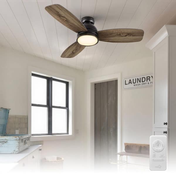 CARRO Thibault 44 in. Color Changing Integrated LED Indoor Matte Black 10-Speed DC Ceiling Fan with Light Kit/Remote Control