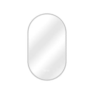 Modern 18 in. W x 26 in. H Small Oval Frameless Dimmable Anti-Fog Wall Bathroom Vanity Mirror in Silver
