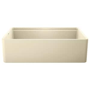 PROFINA Farmhouse Apron-Front Fireclay 36 in. Single Bowl Kitchen Sink with Beechwood Cutting Board in Biscuit
