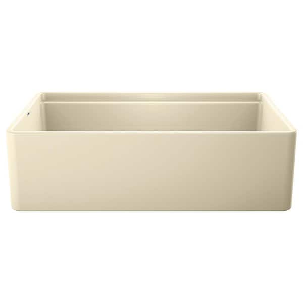 Blanco PROFINA Farmhouse Apron-Front Fireclay 36 in. Single Bowl Kitchen Sink with Beechwood Cutting Board in Biscuit