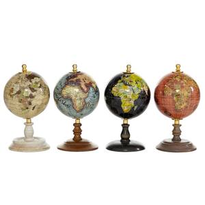 7 in. Multi Colored Metal Traditional Decorative Globe (Set of 4)