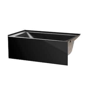 60 in. x 30 in. Acrylic Rectangular Apron Front Soaking Bathtub with Right Drain in Black