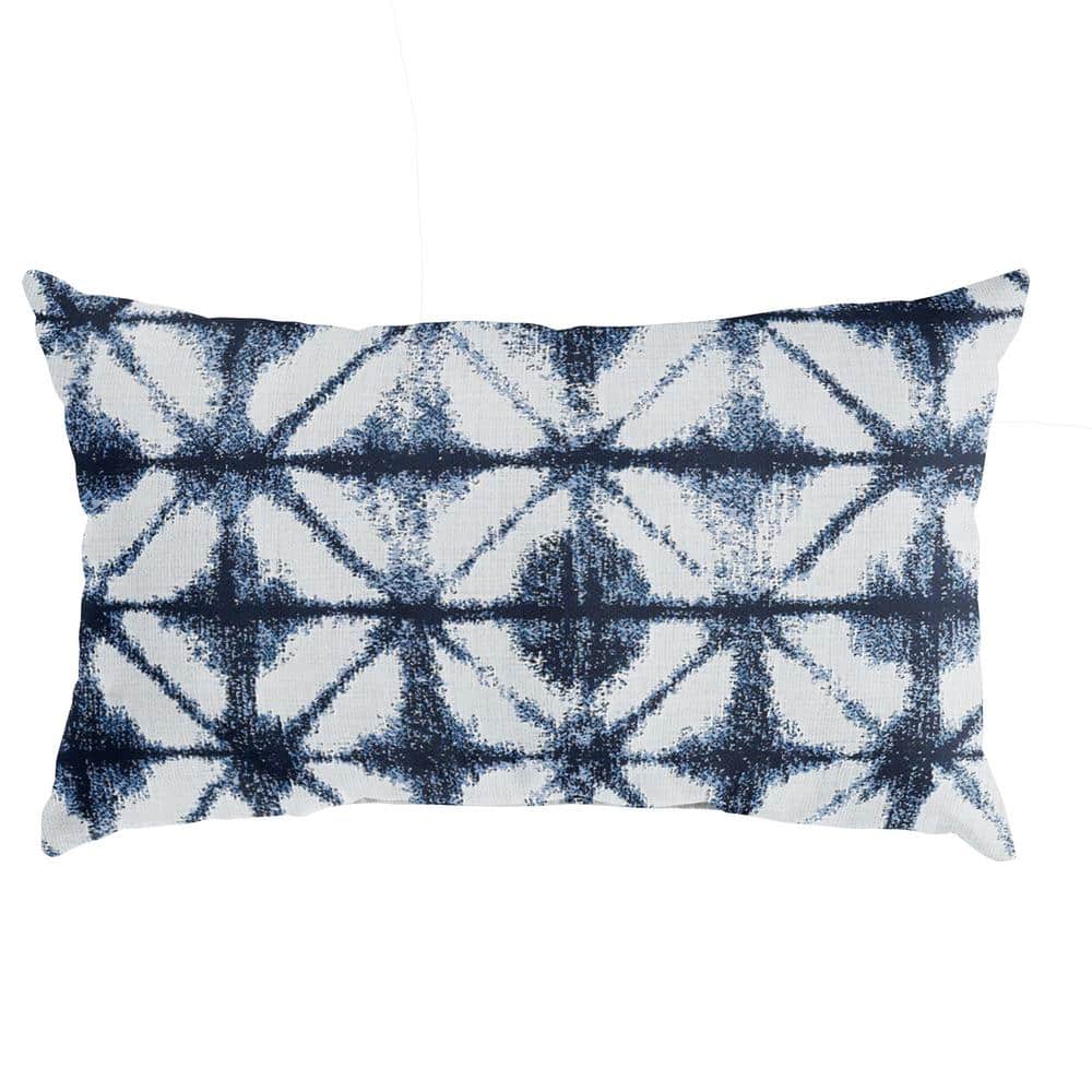 Sunbrella Indigo Geometric Rectangular Outdoor Knife Edge Lumbar Pillow