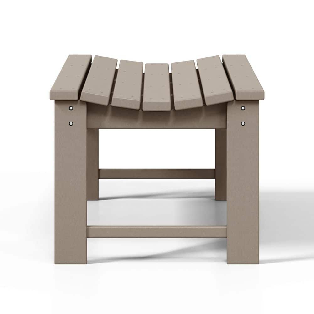 Weathered Wood 46" HDPE Outdoor Backless Bench