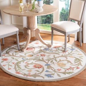 Chelsea Ivory 4 ft. x 4 ft. Round Floral Border Solid Area Rug