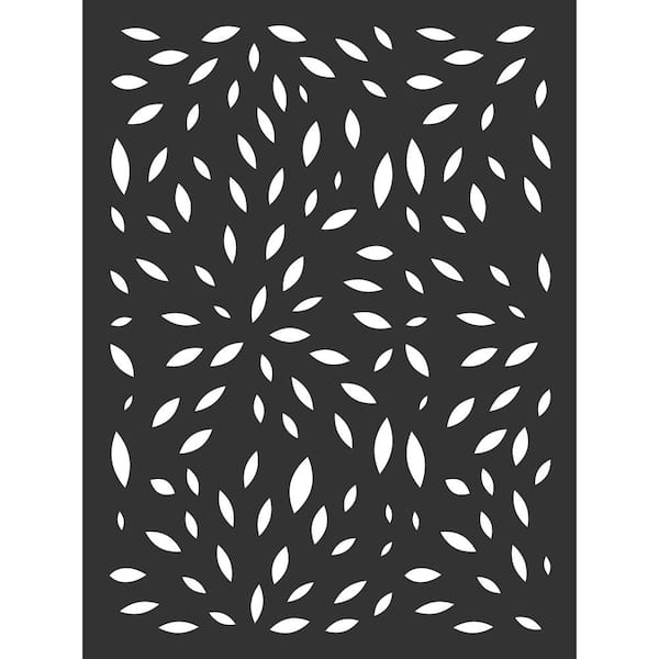 OUTDECO 4 ft. x 3 ft. Black Wildflower Hardwood Composite Decorative Wall Decor and Privacy Panel