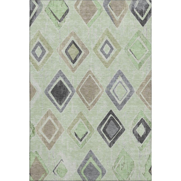 Mayfield Premium Machine Washable Abstract AMF2180 Aloe 10 ft. x 14 ft. Area Rug