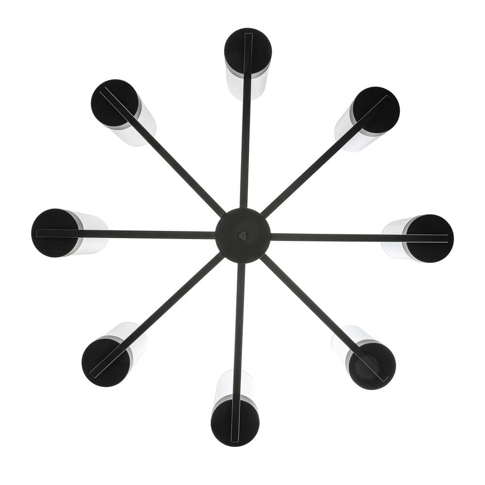Meadowlark Modern Farmhouse 8-Light Black Chandelier with Clear Glass Shades